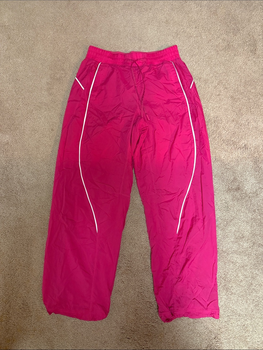 lululemon athletica Hot Pink Track Pants with White Piping